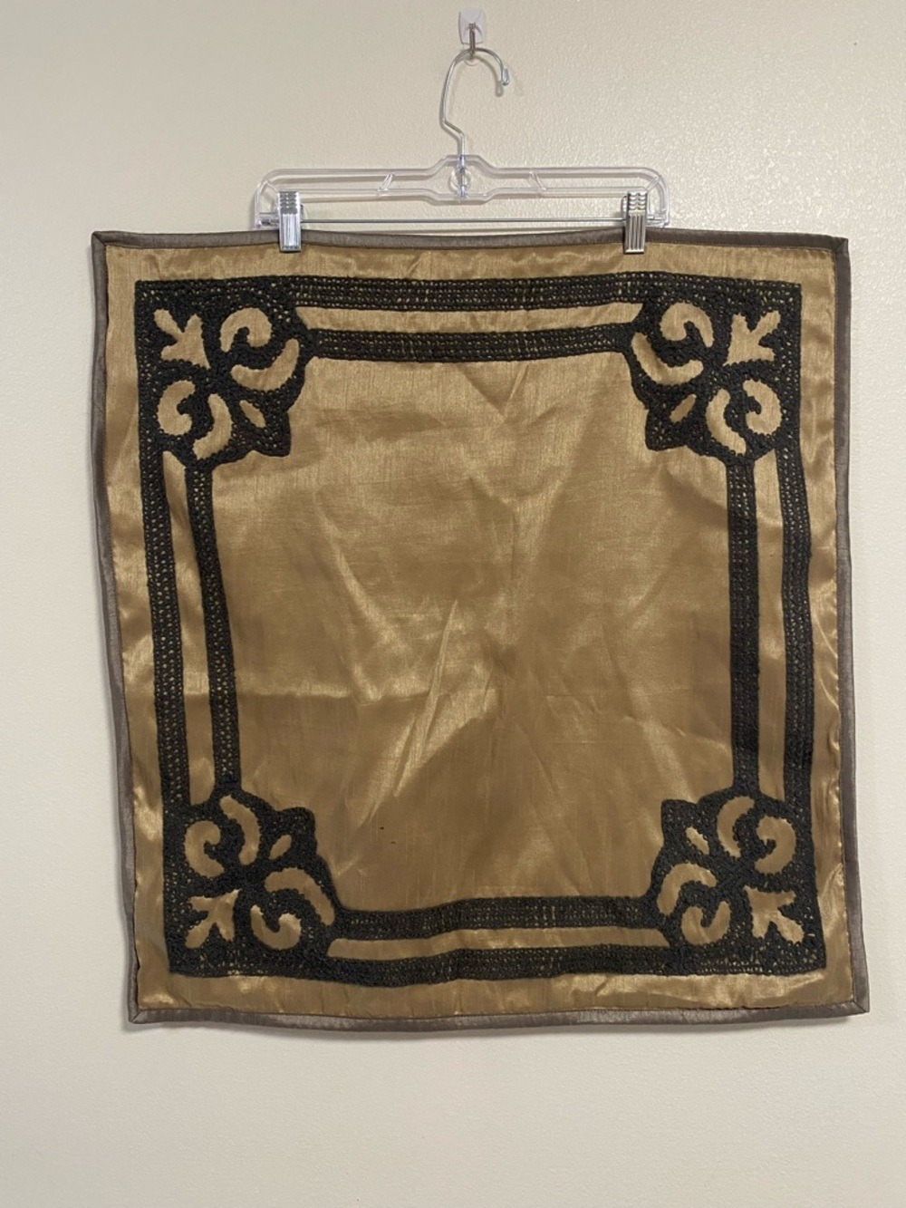 Bombay Throw Pillow Covers (2) Gold Black Large Square Throw Pillow Sham Covers